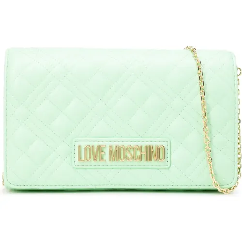 Mint Clutch with Chain Strap , female, Sizes: ONE SIZE - Love Moschino - Modalova