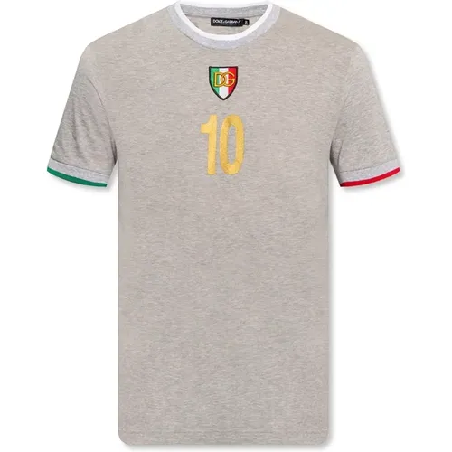 Cotton T-Shirt with Round Neck , male, Sizes: S, M - Dolce & Gabbana - Modalova