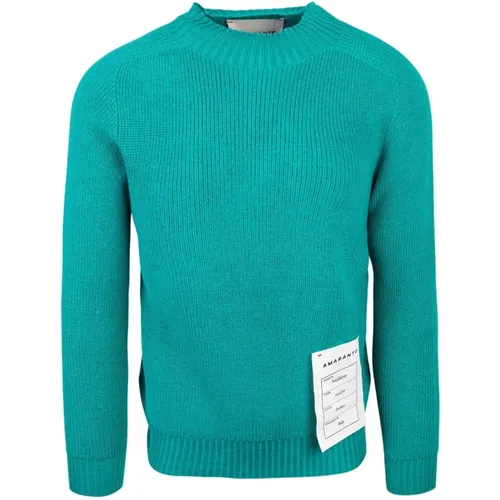 Amaránto, Grüner Pullover Regular Fit Gerippt , Herren, Größe: M - AMARÁNTO - Modalova