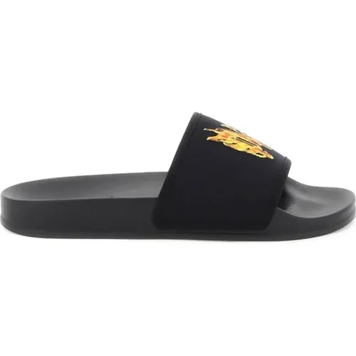 Sliders, male, , Size: 8 US Burning Monogram Slides - Palm Angels - Modalova