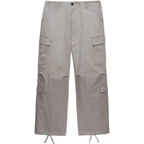 Straight Trousers, male, , Size: L Grey Cargo Drawstring Trousers - Msgm - Modalova