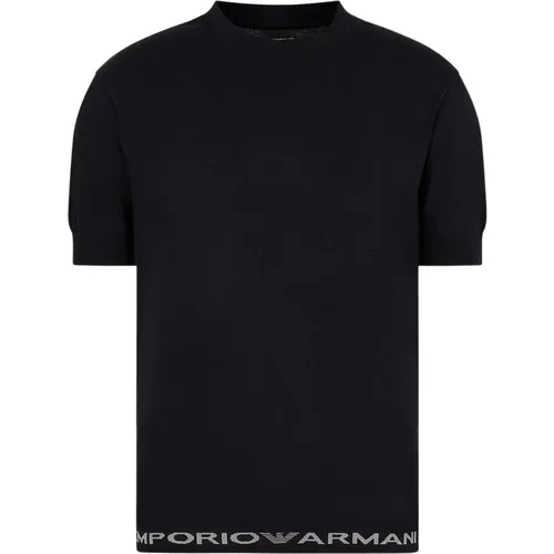 Schwarzes Logo Lettering T-Shirt , Herren, Größe: M - Emporio Armani - Modalova