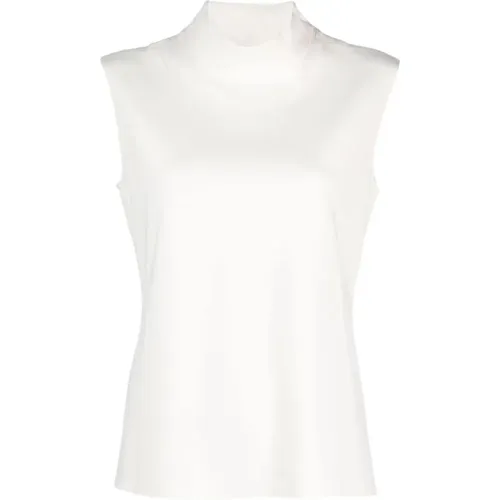 Ivory Stretch Jersey Turtleneck Sleeveless T-Shirt , female, Sizes: XS - Theory - Modalova