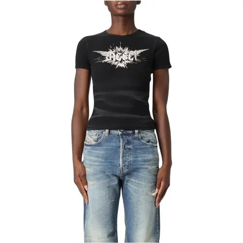 T-Shirts, female, , Size: S Graphic Ribbed T-shirt - Diesel - Modalova