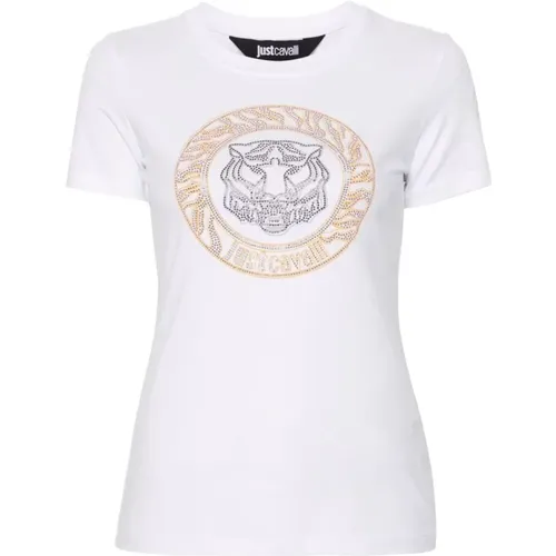 Weiße Grafik T-Shirts und Polos , Damen, Größe: M - Just Cavalli - Modalova