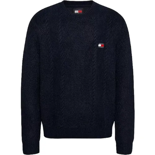 Blauer Klassischer Strickpullover , Herren, Größe: XS - Tommy Jeans - Modalova