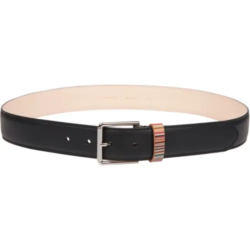 Belts, male, , Size: S Leather Belt with Striped Loop - PS By Paul Smith - Modalova