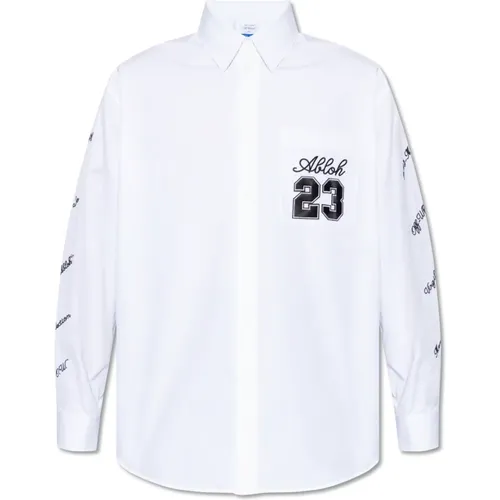 Off , Embroidered shirt , male, Sizes: S, L, M, XL - Off White - Modalova