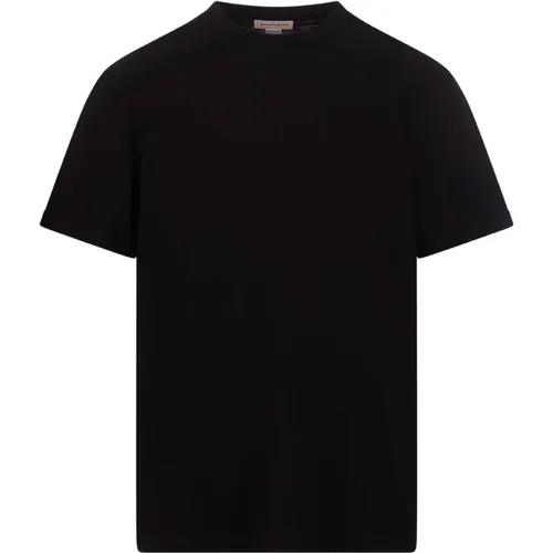 Schwarzes Logo Tape Crew-neck T-shirt , Herren, Größe: L - alexander mcqueen - Modalova