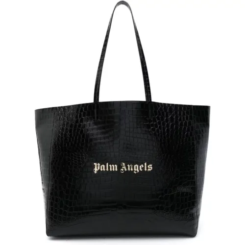 Tote Bags, female, , Size: ONE SIZE and Gold Logo Shopping Bag - Palm Angels - Modalova