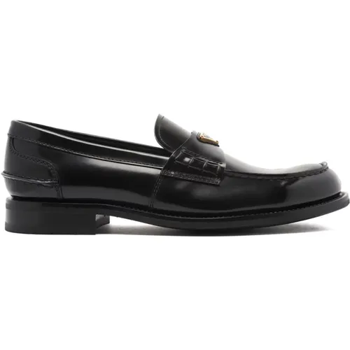Loafers, male, , Size: 10 US Triangle Logo Loafers - Prada - Modalova
