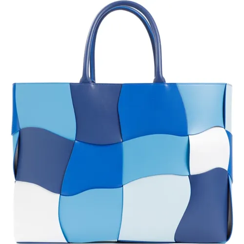 Blaue Shopper Arco Lederhandtasche - Bottega Veneta - Modalova