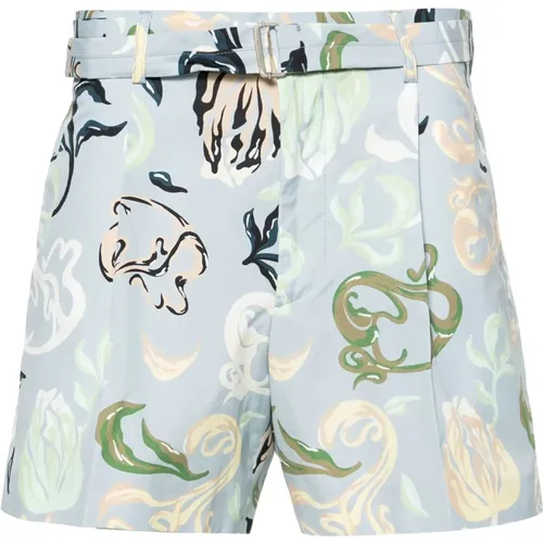 Short Shorts, male, , Size: L Blue Cotton Bermuda Shorts Abstract Print - Lanvin - Modalova