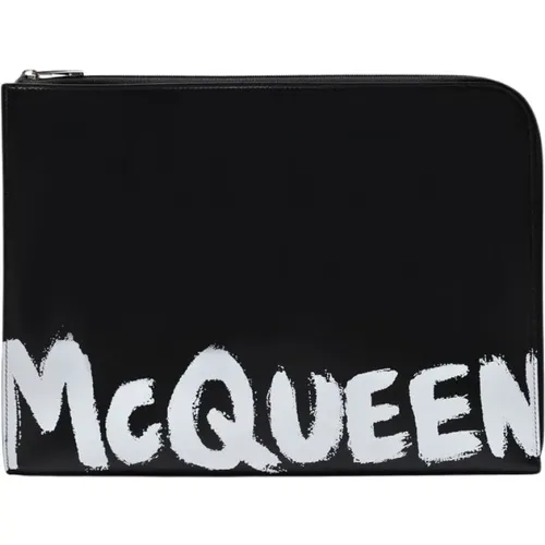 Wallets & Cardholders, male, , Size: ONE SIZE A4 Zip Pouch in Leather - alexander mcqueen - Modalova