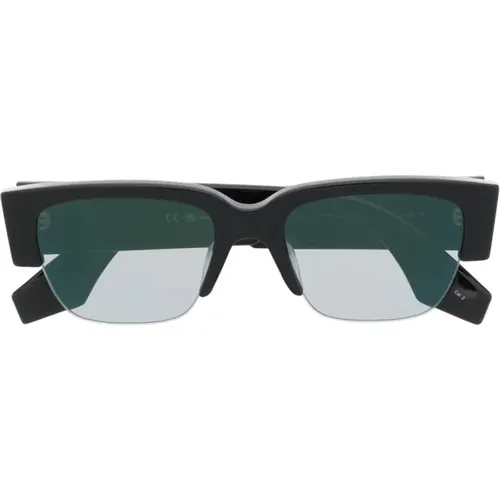 Schwarze Slashed Sonnenbrille mit Halbrahmen - alexander mcqueen - Modalova