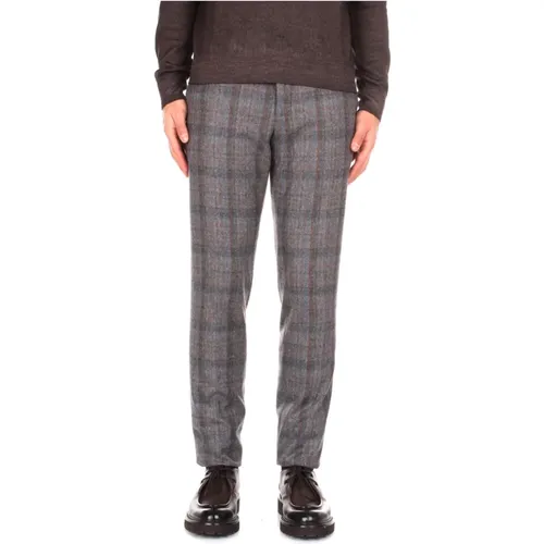 Chinos, male, , Size: L Check Trousers - Incotex - Modalova