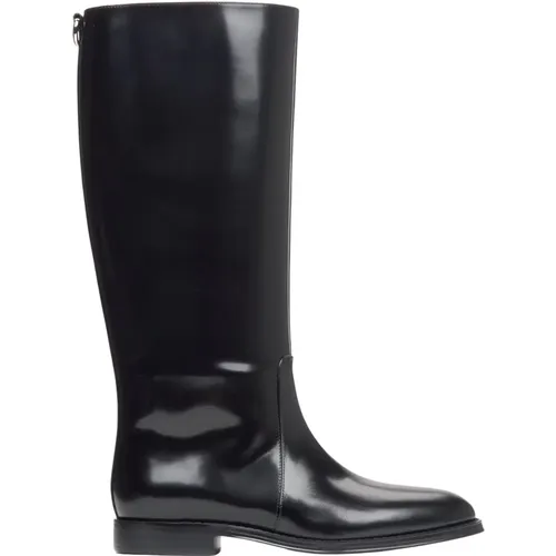 High Boots, female, , Size: 5 US Women's Leather Knee-High Boots with a Wide Shaft Finished with a High Gloss Er00115872 - Estro - Modalova