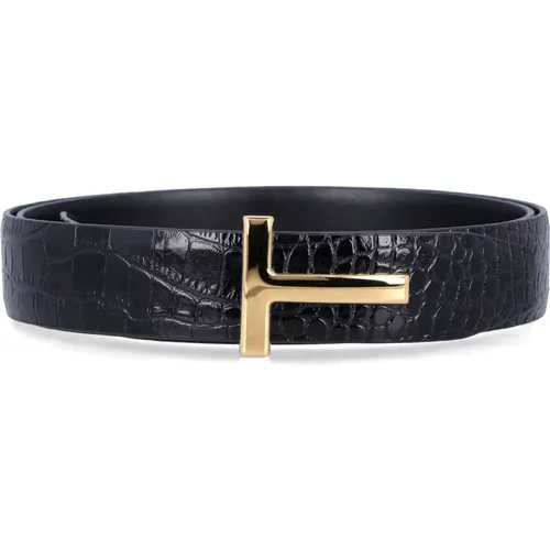 Belts, male, , Size: 90 CM Reversible Crocodile Leather Belt - Tom Ford - Modalova