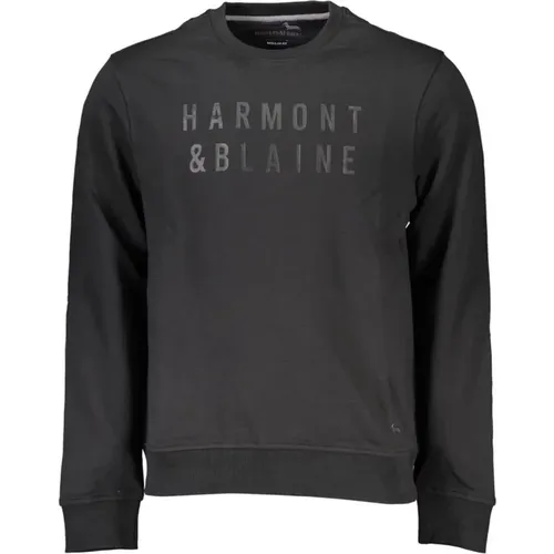 Sweatshirts, male, , Size: M Brushed Long Sleeve Crewneck Sweatshirt with Logo Print - Harmont & Blaine - Modalova