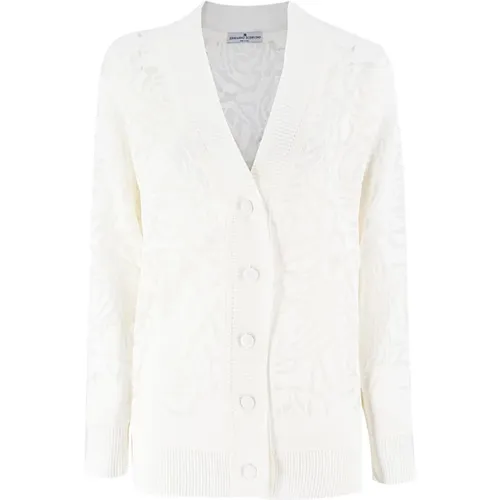 Cardigans, female, , Size: XS Rose Knit Cardigan - Ermanno Scervino - Modalova