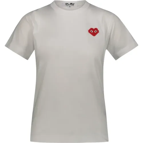 Red Pixelated Heart T-Shirt , female, Sizes: L, M - Comme des Garçons - Modalova