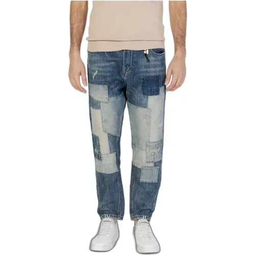 Hellblaue Baumwoll-Zip-Jeans , Herren, Größe: W28 - Gianni Lupo - Modalova
