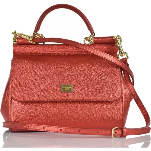 Leather Sicily Microbag , female, Sizes: ONE SIZE - Dolce & Gabbana - Modalova