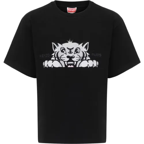 T-Shirts, male, , Size: L Happy Tiger Embroidered T-shirt - Kenzo - Modalova