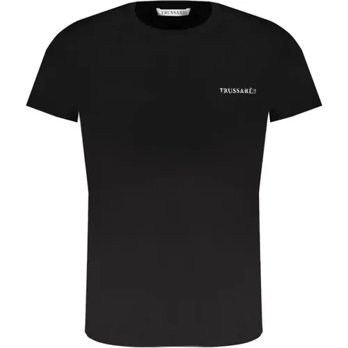 Schwarzes T-Shirt mit Print-Logo , Herren, Größe: S - Trussardi - Modalova