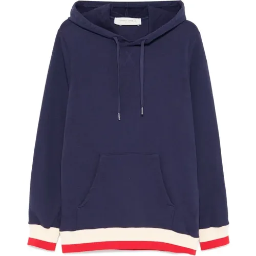 Hoodies, male, , Size: M Logo Sweatshirt with Ribbed Details - Golden Goose - Modalova