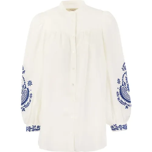 Weekend Max Mara Carnia Linen Cloth Shirt With Embroidery , female, Sizes: 3XS, 2XS - Max Mara Weekend - Modalova