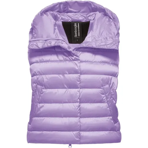 Shiny Nylon Padded Vest with Hood , female, Sizes: M, L, XL - BomBoogie - Modalova
