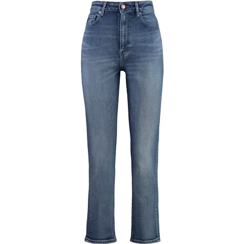 Slim Fit High-Rise Jeans mit Metall-Details , Damen, Größe: W27 - Ganni - Modalova