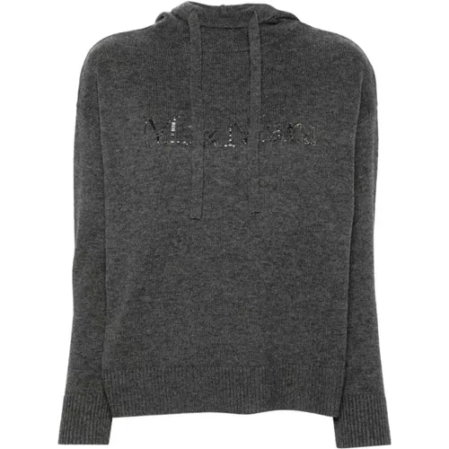 Grey Wool-Cashmere Sweater Crystal Logo , female, Sizes: XS - Max Mara - Modalova