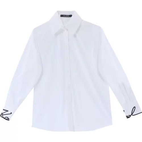 Shirts, female, , Size: M Signature Cuff Poplin Shirt - Karl Lagerfeld - Modalova