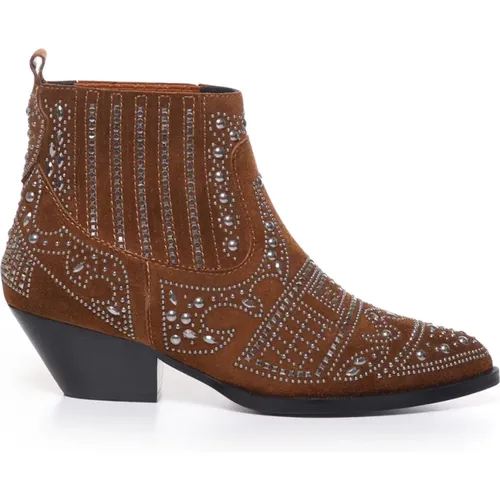 Suede Texan Boots with Metal Studs , female, Sizes: 6 UK, 4 UK, 7 UK, 3 UK, 5 UK - Bibi Lou - Modalova