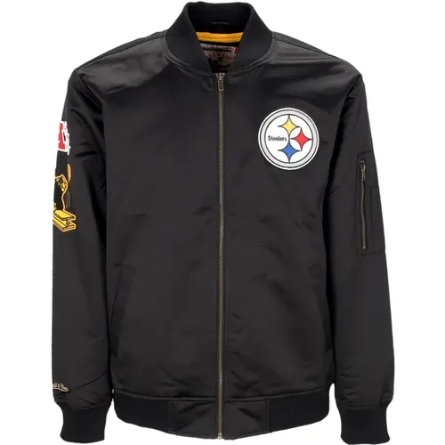 Pittsburgh Steelers Bomber Jacket Lightweight Satin , male, Sizes: L - Mitchell & Ness - Modalova