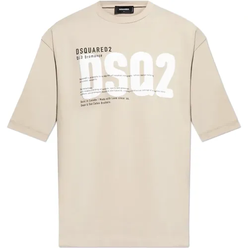 T-Shirts, male, , Size: XL T-shirt with printed logo - Dsquared2 - Modalova