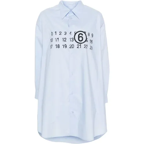 Klassisches Hemdkleid mit Logo-Print , Damen, Größe: M - MM6 Maison Margiela - Modalova