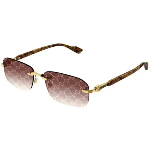 Gold Yellow Red Sunglasses , unisex, Sizes: 56 MM - Gucci - Modalova