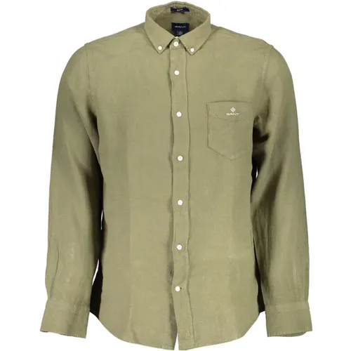 Summer Linen Shirt with Short Sleeves , male, Sizes: S - Gant - Modalova