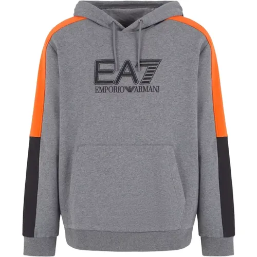 Hoodies, male, , Size: M Grey Hoodie Sweatshirt Sporty Trendy Look - Emporio Armani EA7 - Modalova