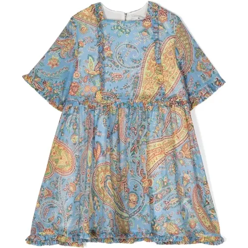 Blaues Paisley Rüschen Kinderkleid - ETRO - Modalova