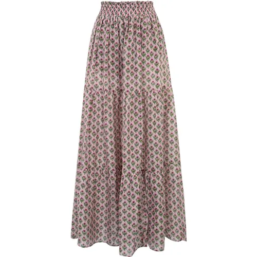 Floral Silk Long Skirt Ruffle Design , female, Sizes: L, M, S - MC2 Saint Barth - Modalova