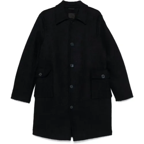 Navy Wool Long Coat , male, Sizes: L, M - Givenchy - Modalova