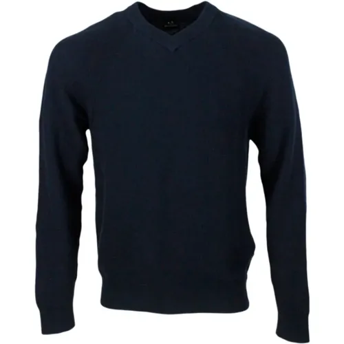 Sweater V-Neck Honeycomb Detail , male, Sizes: XL, XS, S - Armani Exchange - Modalova