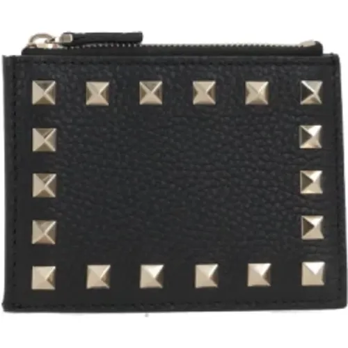 Wallets & Cardholders, female, , Size: ONE SIZE Leather Studded Wallet - Valentino Garavani - Modalova