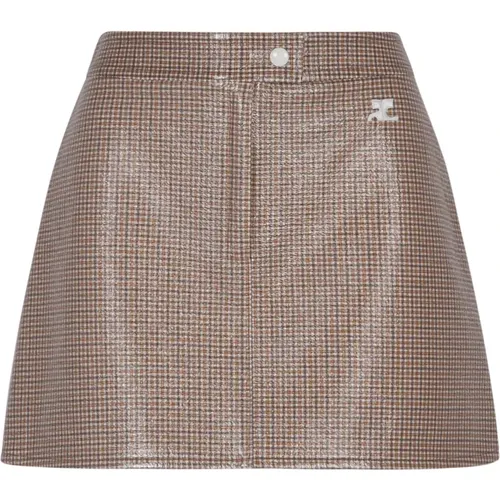 Checked Vinyl Mini Skirt , female, Sizes: 2XS, XS - Courrèges - Modalova