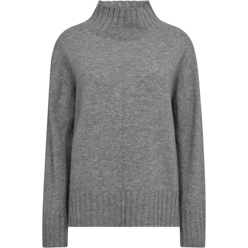 Cashmere Highneck Knit Sweater Sharkskin , female, Sizes: L, M, XL, XS - MOS MOSH - Modalova