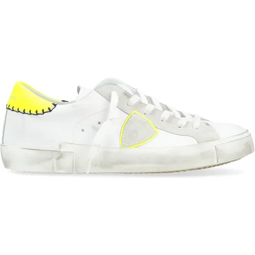 Paris X Ledersneakers in Weiß und Gelb , Herren, Größe: 42 EU - Philippe Model - Modalova